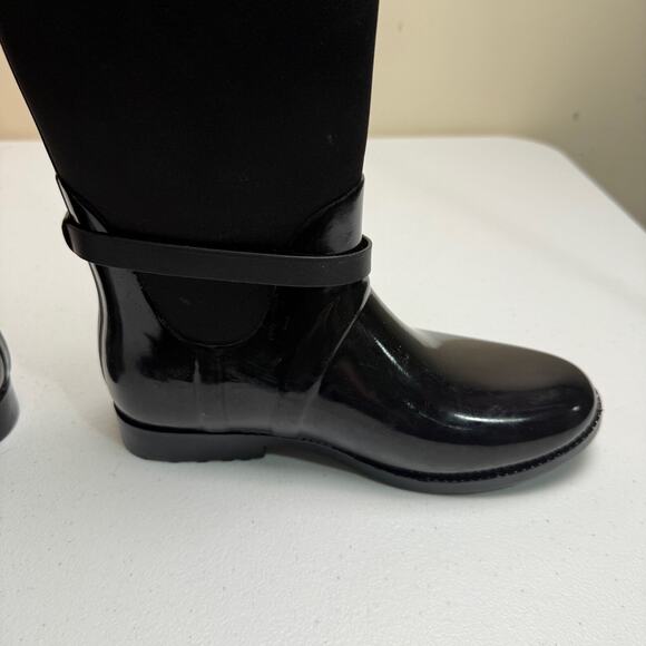 Michael Kors Womens Black Charm Stretch Rain Boot Size 8 Rubber Neoprene - Picture 7 of 10